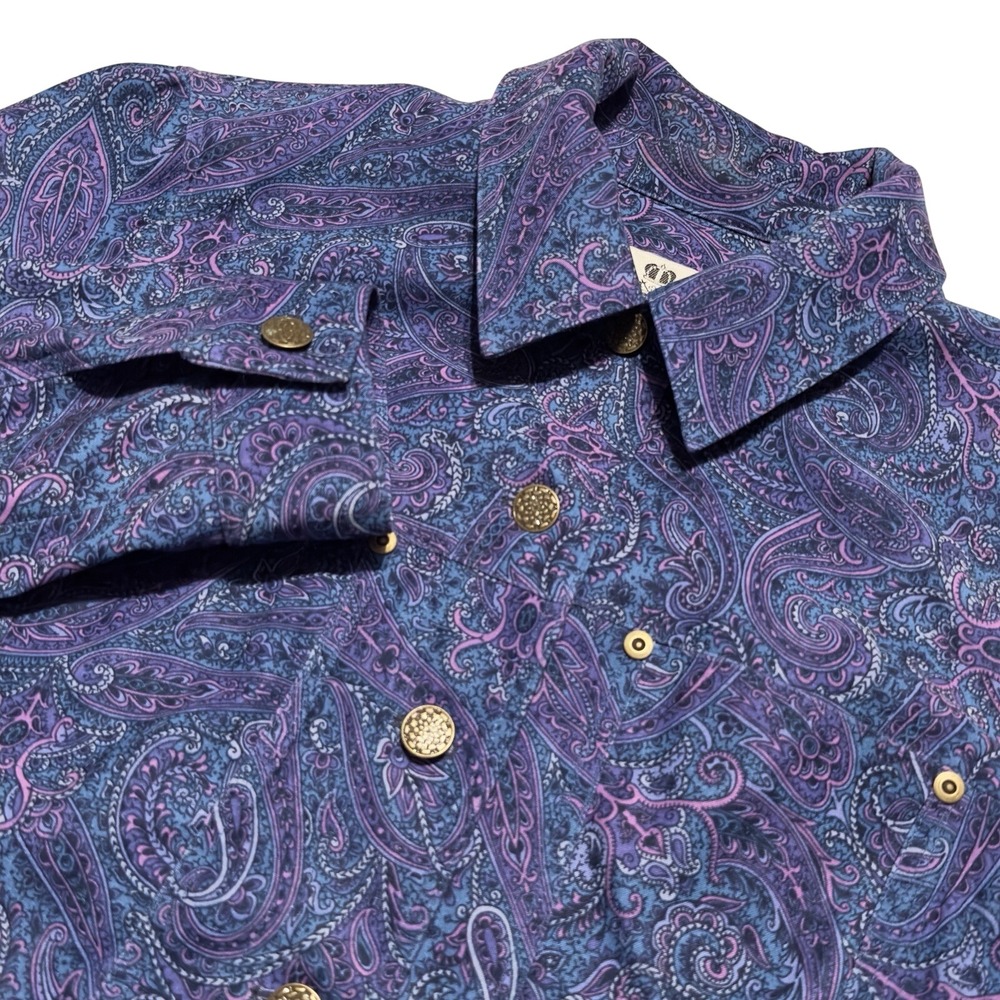 Renfrew Women's Size 8 Blue Purple Paisley‎ Button Up Blazer Jacket Boho USA
